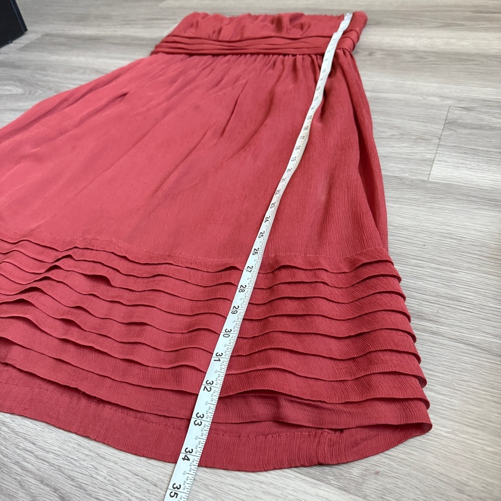 J.Crew Juliet Silk Strapless Dress Coral Pink Tiered Waist - Picture 8 of 8